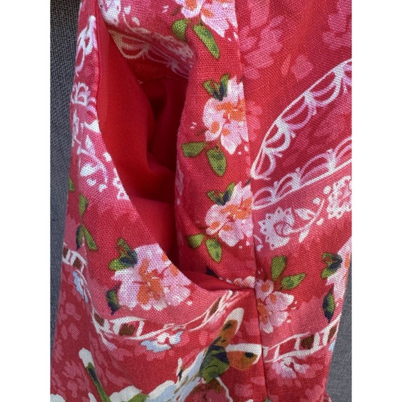 LC Lauren Conrad 2X Floral Button Front A-Line Midi Skirt Dk Pink Linen Pockets - Picture 5 of 8